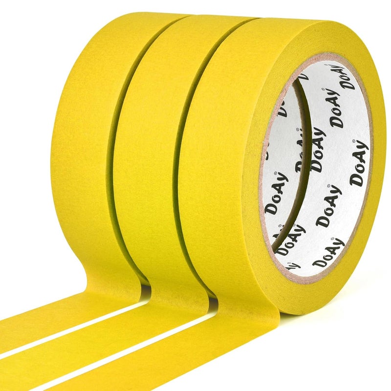 DOAY 3 Pack Yellow Painters Tape - Masking Tape 1 Inch Wide - Multi-Surface, Smart Adhesion, Indoor & Outdoor - 270FT Total - Paint Tape for DIY, Labeling, Art, Car, General Purpose (#3910) - Image 2